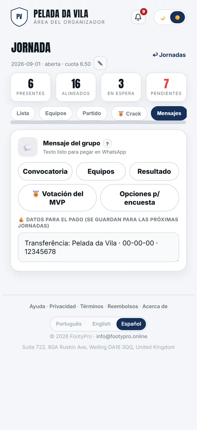 El mensaje de convocatoria, listo para pegar en el grupo.