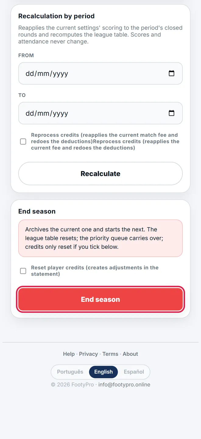 <b>Close</b> archives the season and opens the next one. Priority rolls over; credits are only zeroed if you tick the box.