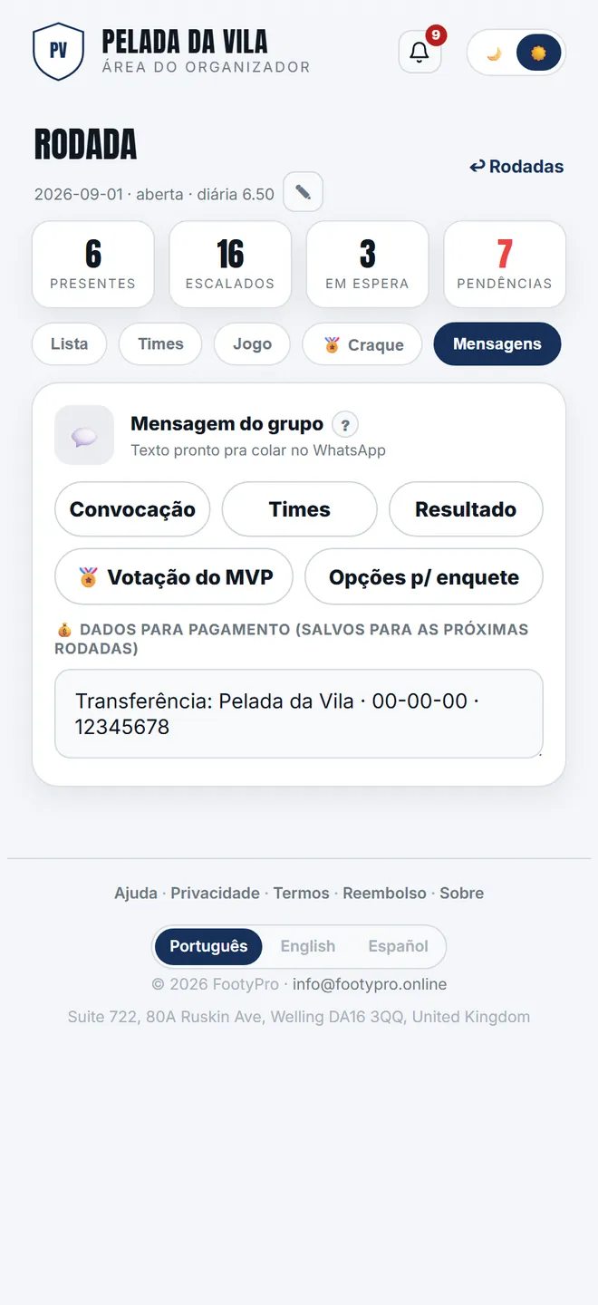 O texto de convocação, pronto para colar no grupo.